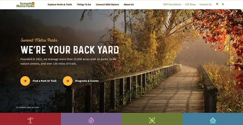 Summit Metro Parks website mock up image