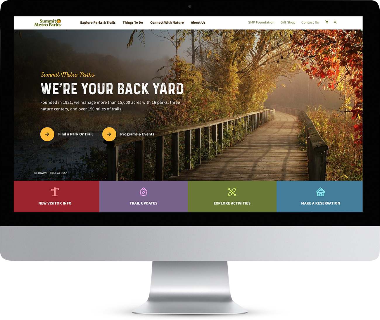 Summit Metro Parks website mock up image