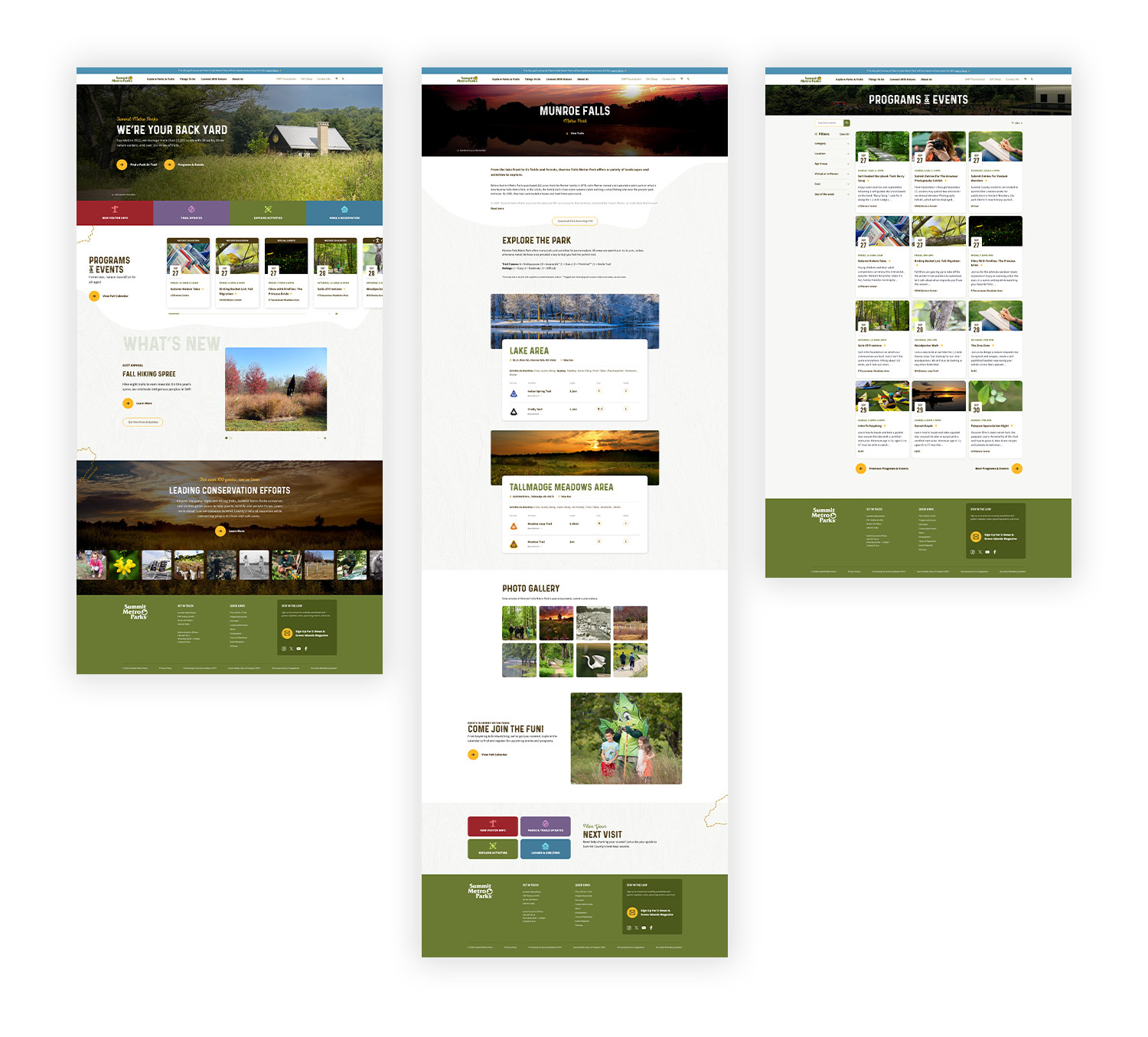 Summit Metro Parks website mock up image